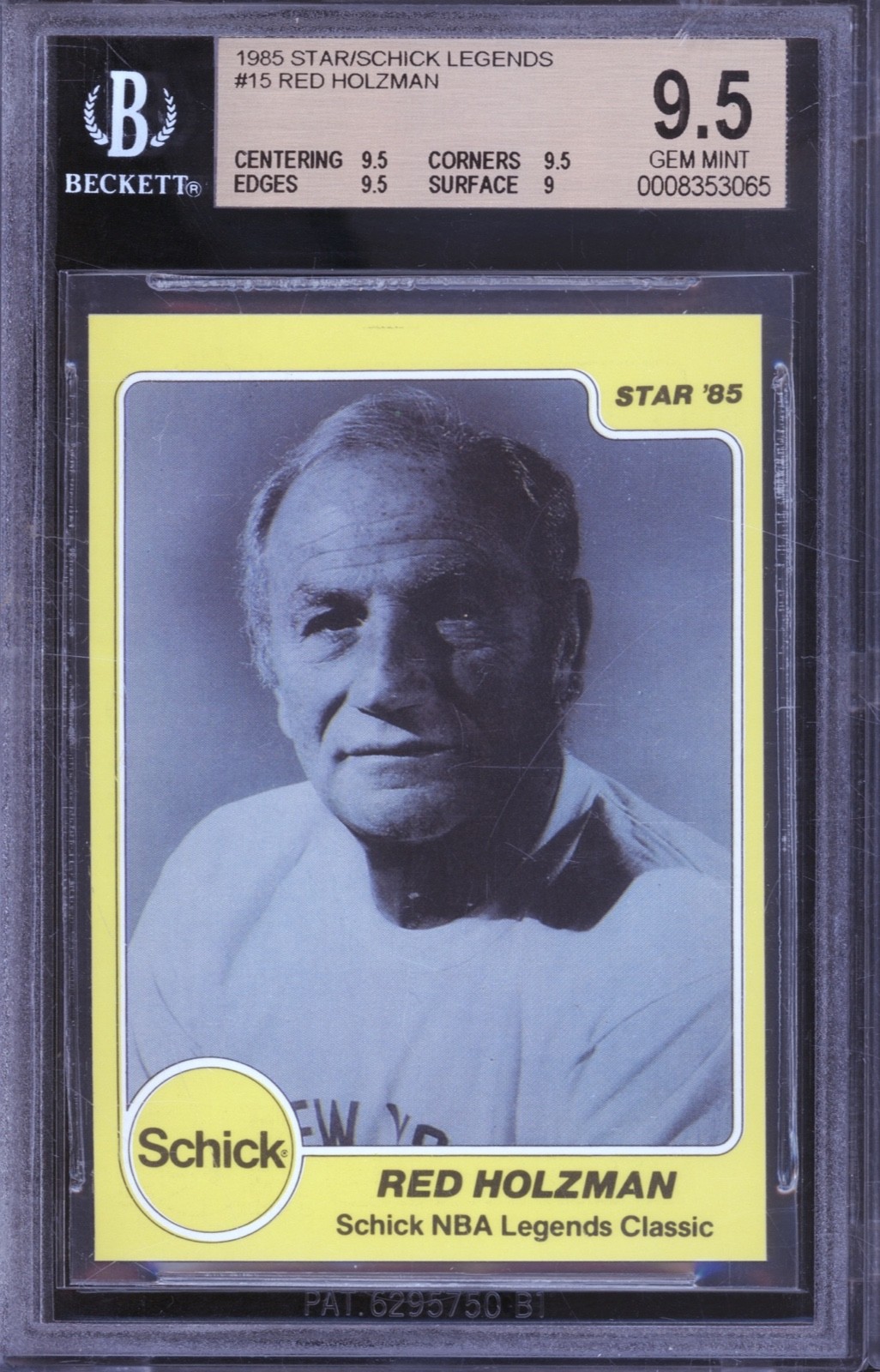 1985 Star Schick Legends #15 Red Holzman Gem Mint BGS 9.5