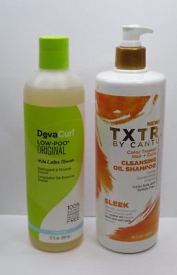 DEVACURL LOW-POO MILD LATHER CLEANSER 12 OZ & CANTU CLEANSING OIL SHAMPOO 16 OZ