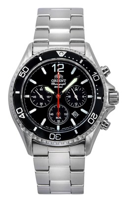 Pre-owned Orient Chronograph Black Dial Solar Diver Analog Ra-tx0202b10b 200m Mens Watch