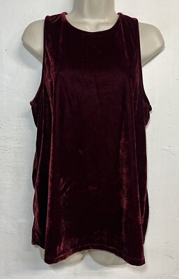 NWT Banana Republic Medium Red Velvet Tank Top Round Neck Cut Out Back  Stretch