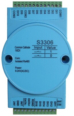 16 channels isolated digital  input IO modules modbus rtu RS485 modules