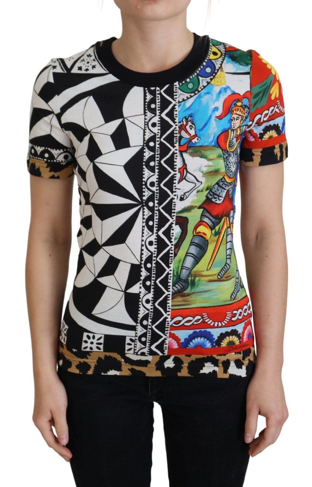 

DOLCE - GABBANA Топ с разноцветным принтом, эксклюзивная женская рубашка IT36/US2/XXS 900 долларов США, Multicolor
