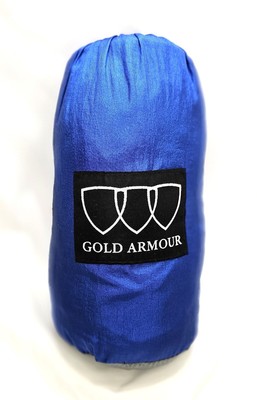 New - Gold Armour XL Double Parachute Camping Hammock - Blue/Gray 10.4' x 6.58'