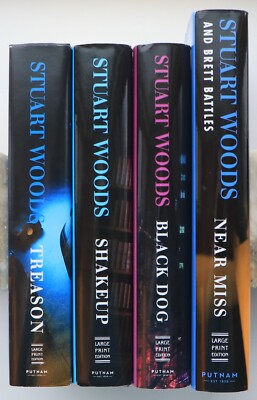 Lot of 4 Large Print Stuart Woods Suspense/Thriller Hardback Books- 2020-2023