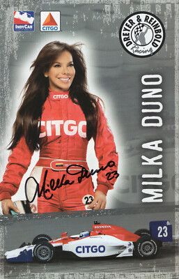 MILKA DUNO HAND SIGNED 5x8 COLOR PHOTO+COA         GORGEOUS INDY CAR DRIVER