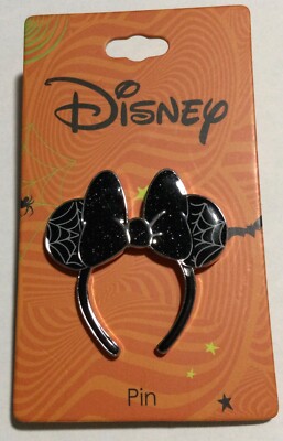 Disney Neon Tuesday Minnie Mouse Halloween Glitter Spider Web Ears Pin