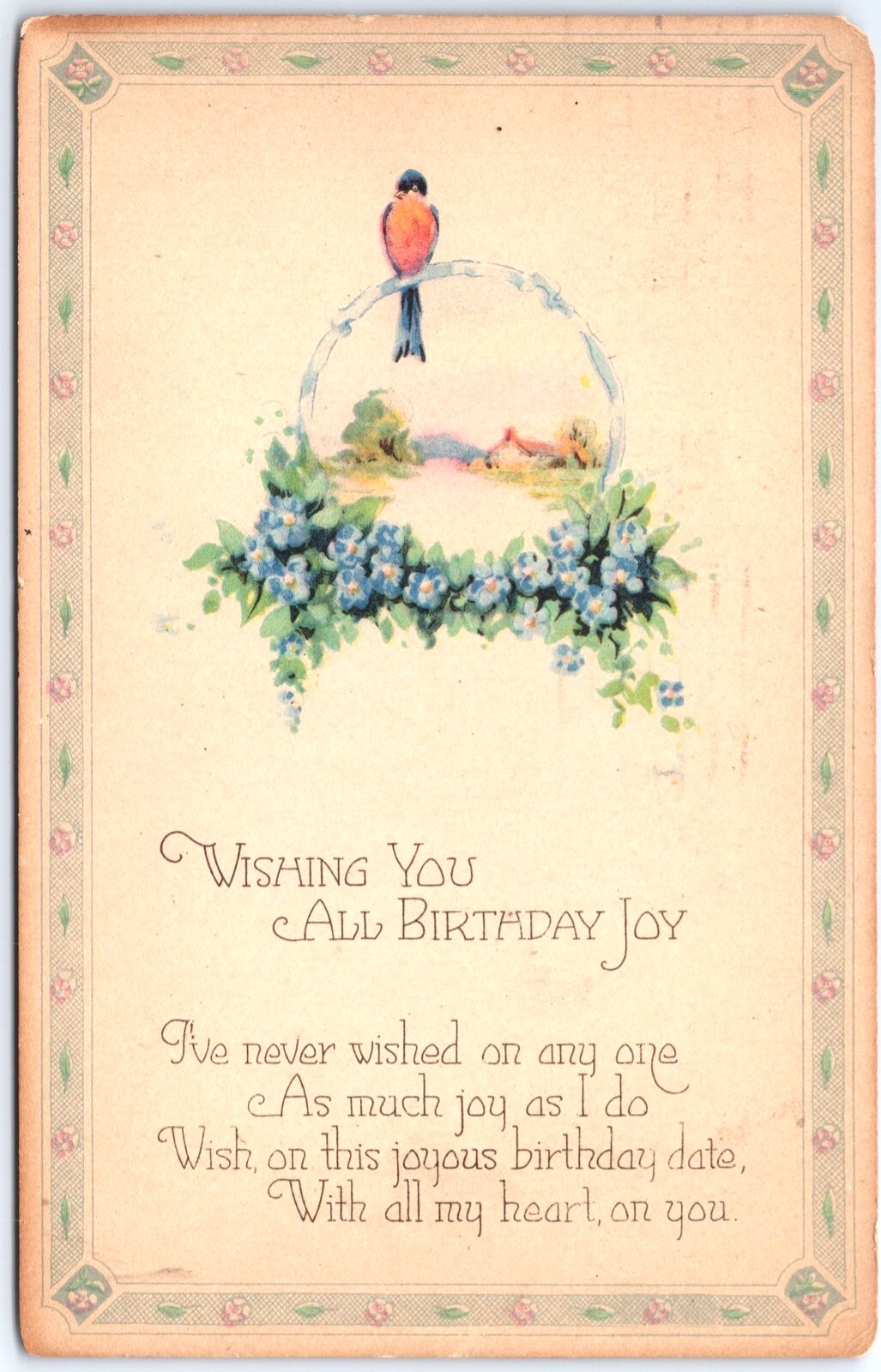ビンテージハガキ ANTIQUE ORNAMENTAL POSTCARD HAPPY BIRTHDAY GREETINGS (1910s
