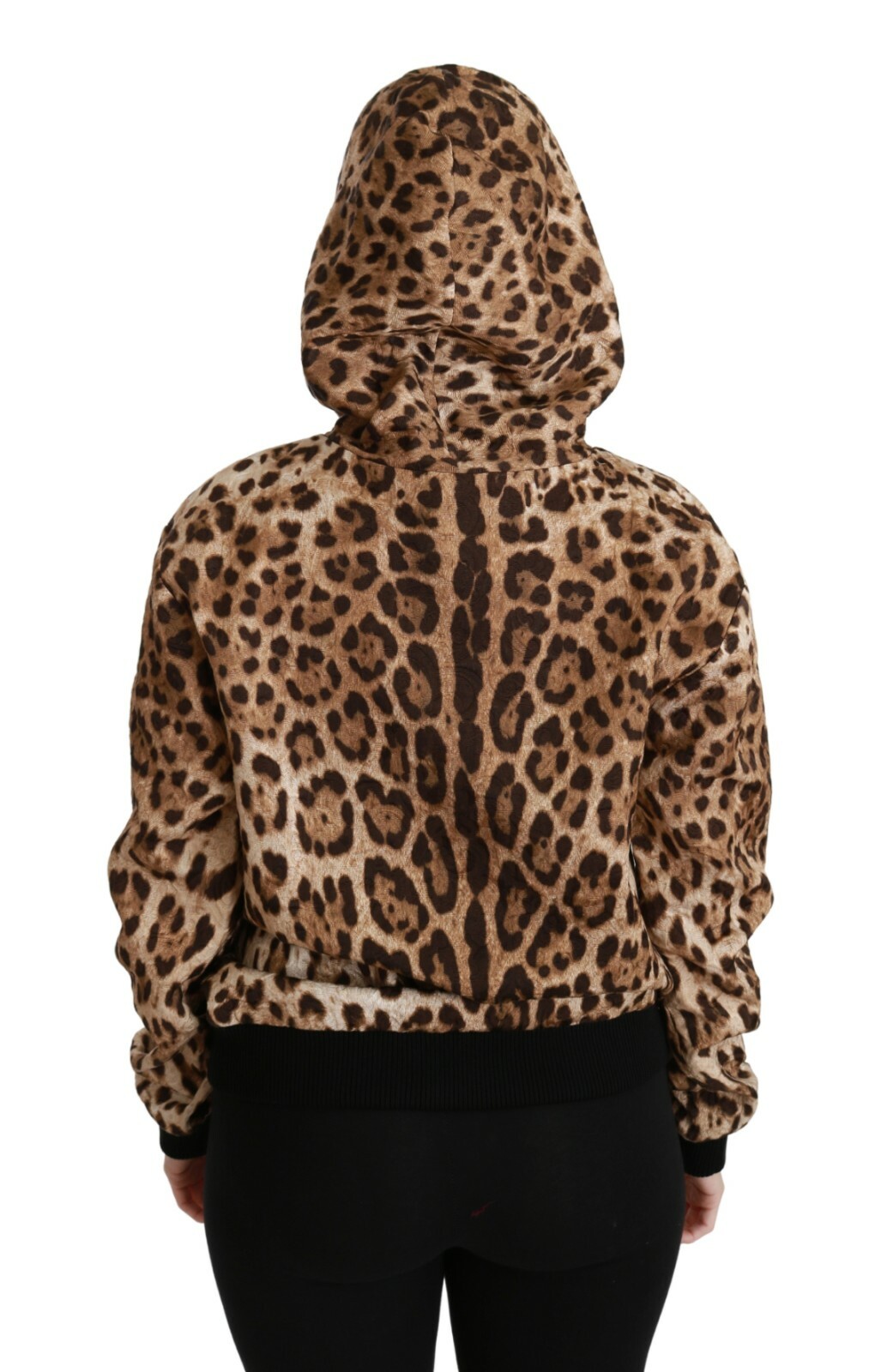 Pre-owned Dolce & Gabbana Sweater Hooded Studded Ayers Leopard It36 / Us2 / S Rrp $2800 In Brown