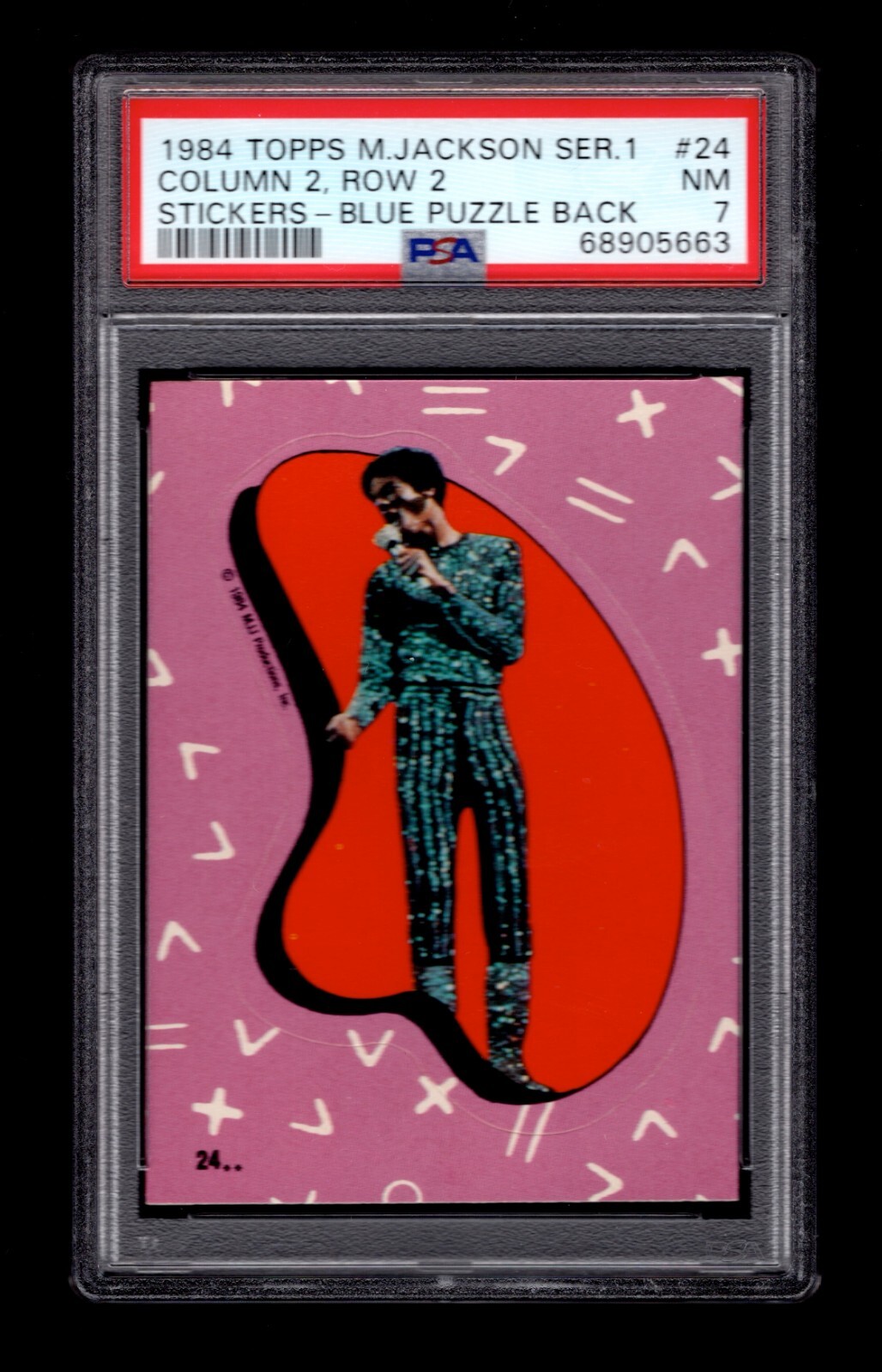 マイケル・ジャクソン PSA 7 MICHAEL JACKSON 1984 Topps Card #21 Stickers BLUE
