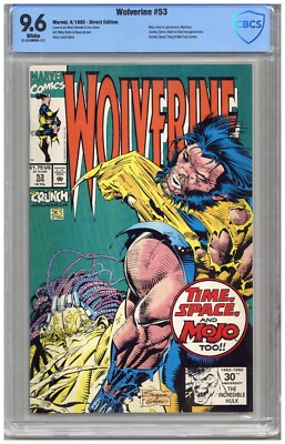 Wolverine  # 53   CBCS  9.6   NM+   White pgs   4/92  Mojo cover & App.  Mystiqu