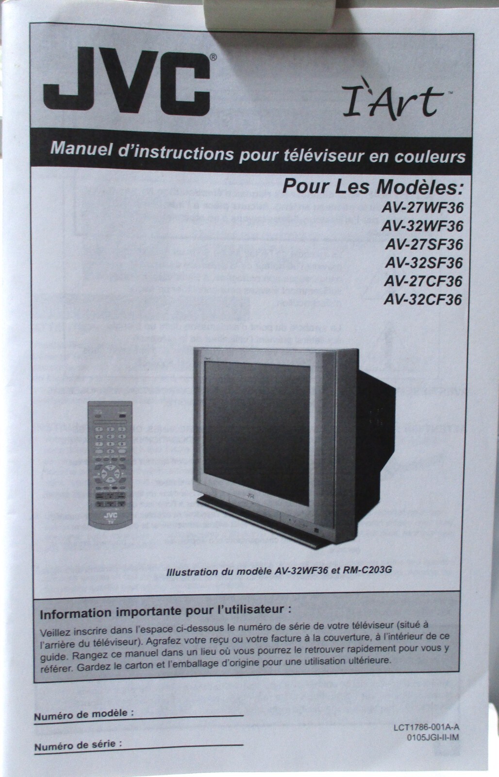 JVC I'Art AV-27WF36 32WF36 27SF36 32SF36 27CF36 32CF36 Color JVC I'Art AV-27WF36 32WF36 27SF36 32SF36 27CF36 32CF36 Color