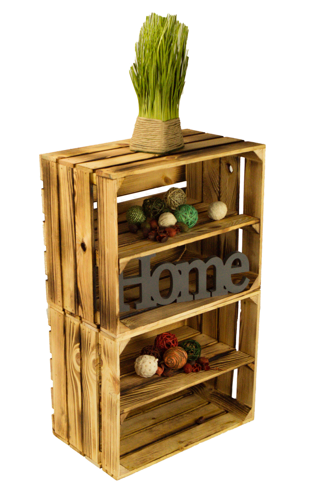 2er set geflammte Weinkisten mit Zwis...