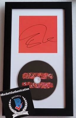ED SHEERAN CD DISPLAY AUTOGRAPHED BECKETT BAS COA SIGNED POP MUSIC SINGER CERT