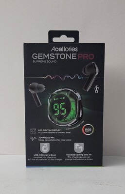 Acellories Gemstone Pro Supreme Sound LED Digital Display Bluetooth Earbuds
