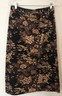 Vintage Womens Skirt Size M Black Velvet Floral Nature Print Button Front