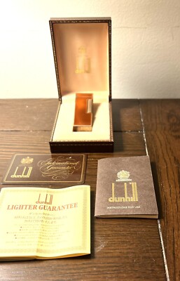 Dunhill Rollagas Lighter Gold Plated With Lacquer. In Original Box.
