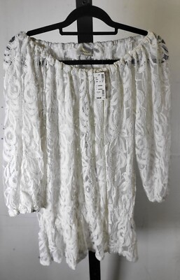 White Lace Bohemien Boho Style Blouse from Avenue Size 18/20 Sheer with Elastic 