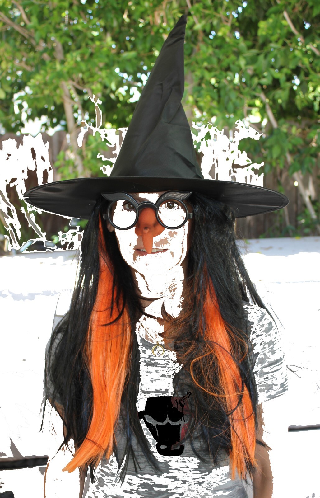 Scary Witch with Long Nose Glasses Halloween Party Costume