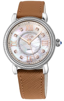 Pre-owned Gv2 By Gevril Women's 9860-v2 Marsala Vegan Mop Dial Swiss Quartz Diamond Watch