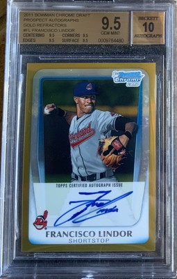 2011 Bowman Draft Chrome Francisco Lindor Gold Refractor Auto /50 BGS 9.5 10