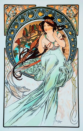 The Arts Music 1898 Alphonse Mucha art nouveau bedroom