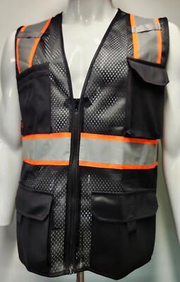 FX Two Tone High Visibility Reflective mesh BLACK Safety Vest