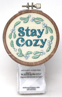 Bath & Body Works Wallflower Fragrance Plug In Embroidery Stay Cozy Blue Teal
