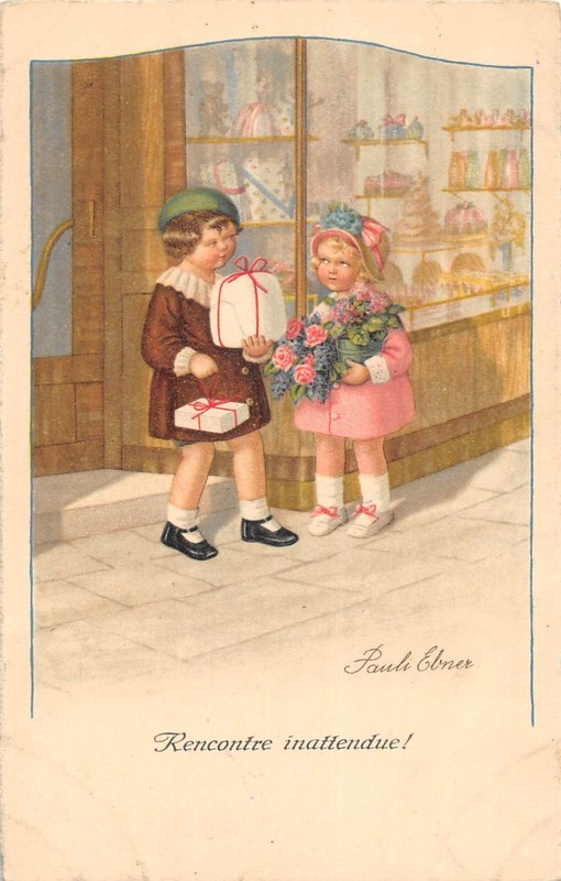 Cpa Illustrateur / Pauli Ebner / Rencontre Inattendue / Verso NÂ°3424