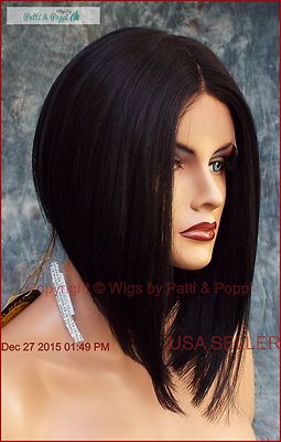 LACE FRONT LACE MIDDLE PART CUTE ANGLED BOB  COLOR 1B GORGEOUS  WIG 440