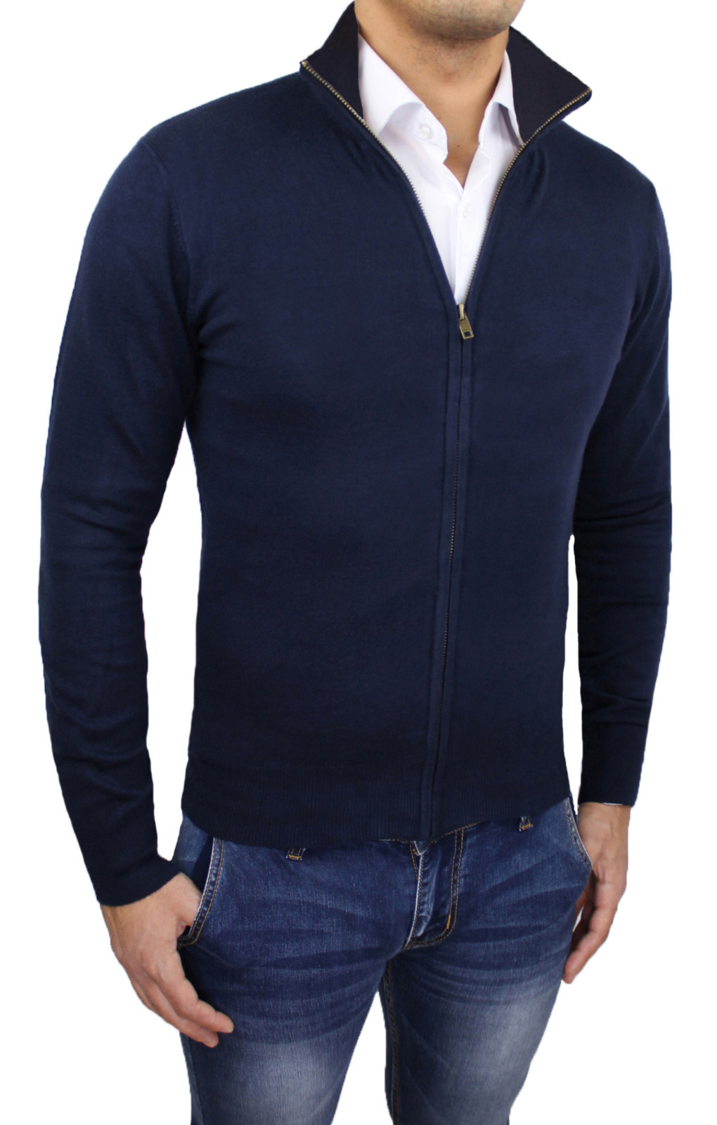 Maglia lupetto con zip di cashmere, seta e lana per uomo colore viola