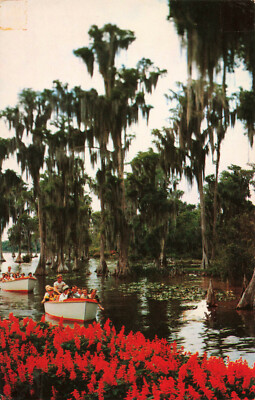 Postcard Florida Cypress Gardens Sightseeing Boats Tropical Flowers FL 