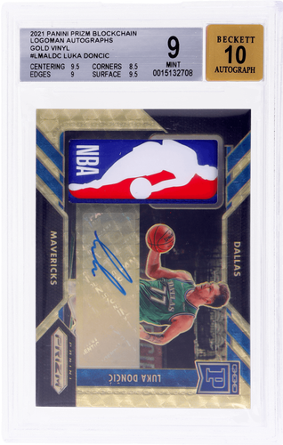 2021 Panini Prizm Blockchain Luka Doncic Logoman Auto Gold