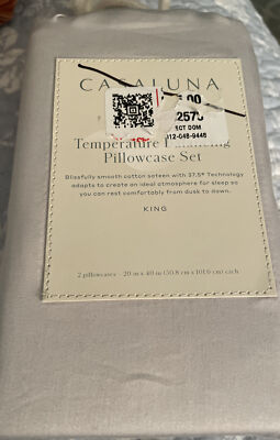 Casaluna KING Temperature Balancing Pillowcase 2p Set Comfort Gray New