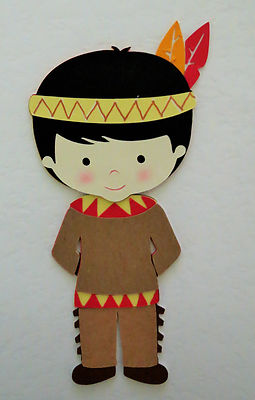 Thanksgiving Native American Indian Boy Die Cut Paper Scrapbook Embellishment