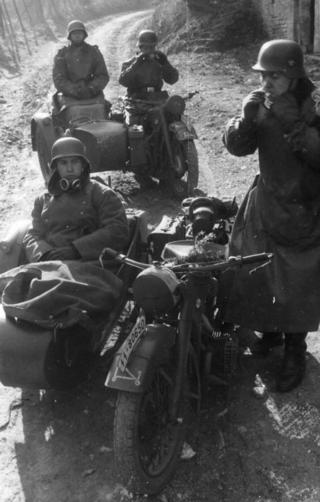 WW2 WWII Photo German Motorcycle Troops World War Two
