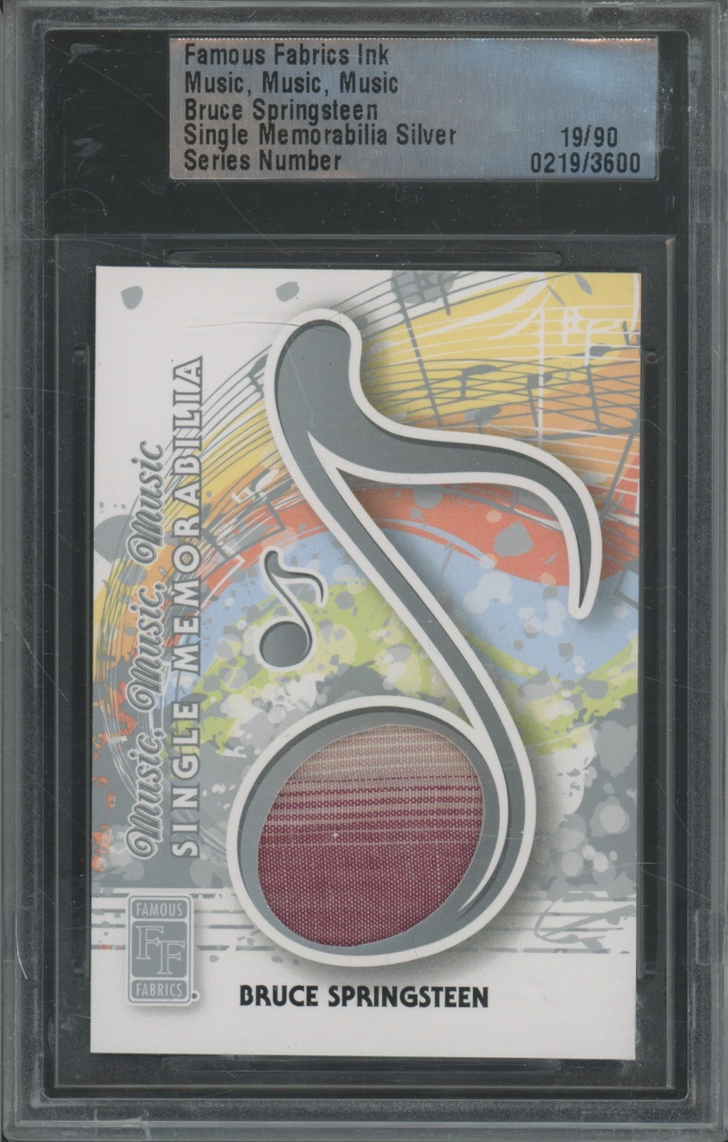 2012 Famous Fabrics Silver Memorabilia Bruce Springsteen /90 Concert Worn Relic
