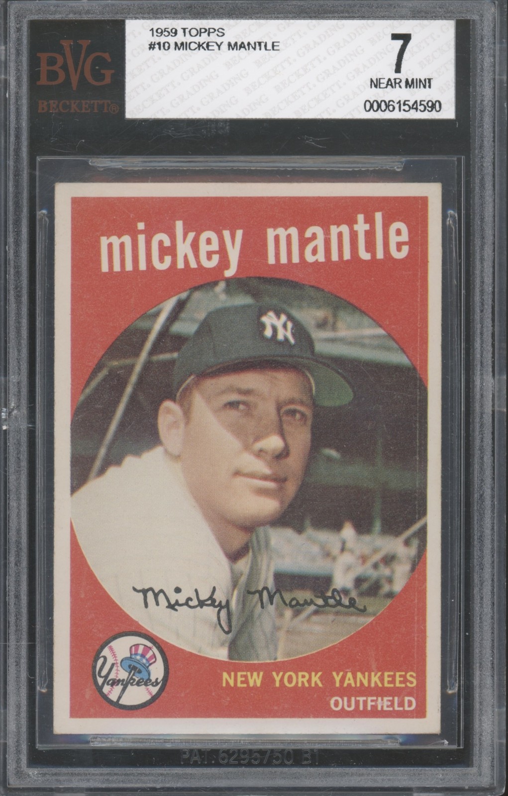 1959 Topps Baseball #10 Mickey Mantle Yankees Near Mint BVG 7