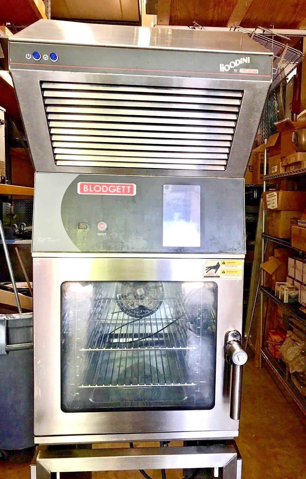 BLODGETT HOODINI COMBI OVEN ON STAND ; SELF-CONTAINED BUILT IN HOOD; NATURAL GAS