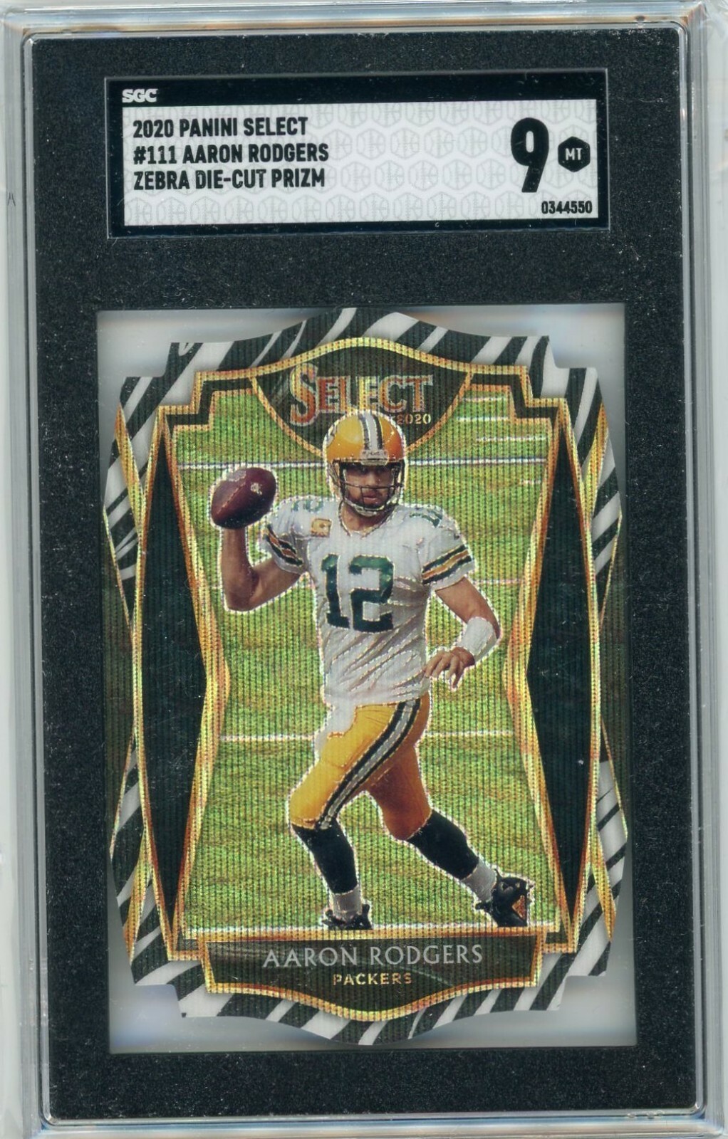 2020 Panini Select Football #111 Aaron Rodgers Zebra Die-Cut