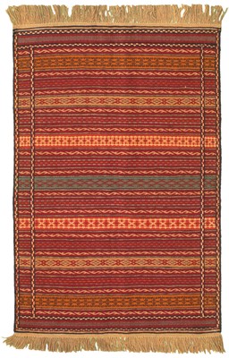 Vintage Hand Woven Flat Weave Carpet 3'3'' x 4'11'' Traditional Wool Kilim Rug
