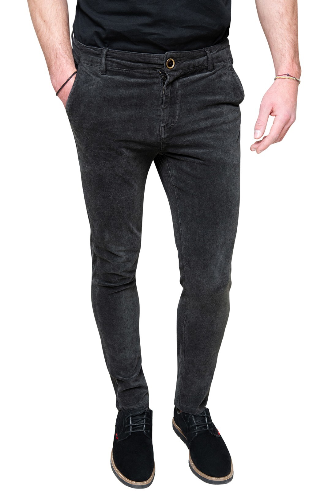 Pantaloni uomo Diamond invernali nero velluto casual jeans cotone