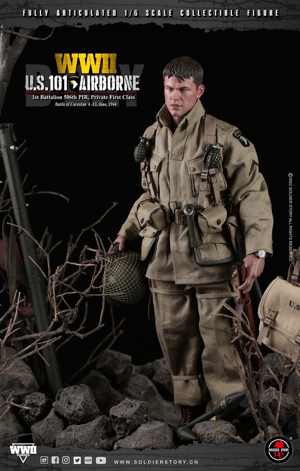 その他 Soldier Story Scale WWII U.S. 101st Airb SOLDIER STORY WWII US 101st Airborne DIV. Private First