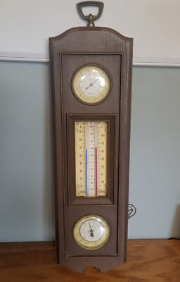 Vintage Springfield Instrument Wall Mount Thermometer Humidity Barometer Station