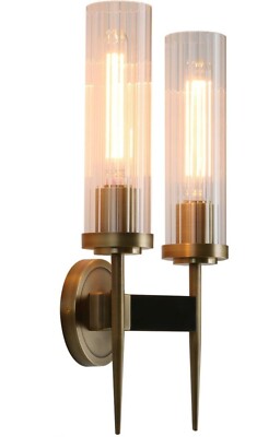 PERMO Vintage Bronze Antique Single Wall Sconce Lighting Fixture with 2 heads