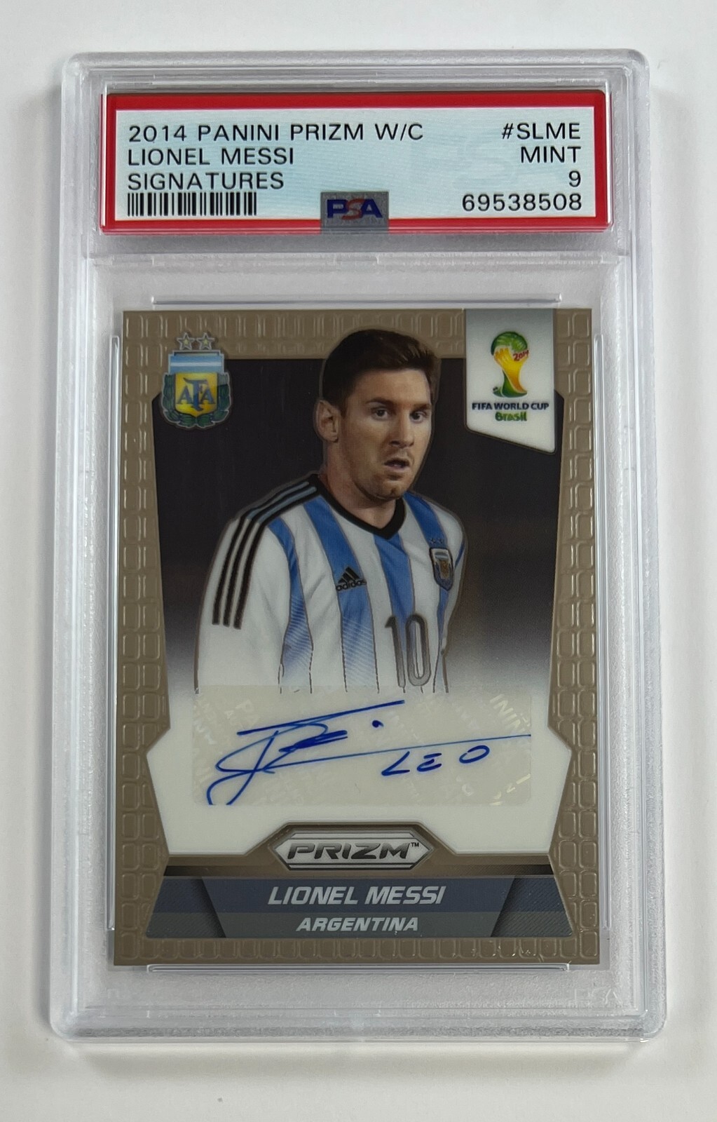 Lionel Messi 2014 Prizm WC プリズム版 2014 Panini Prizm World Cup #SLME Lionel Messi Auto PSA 9