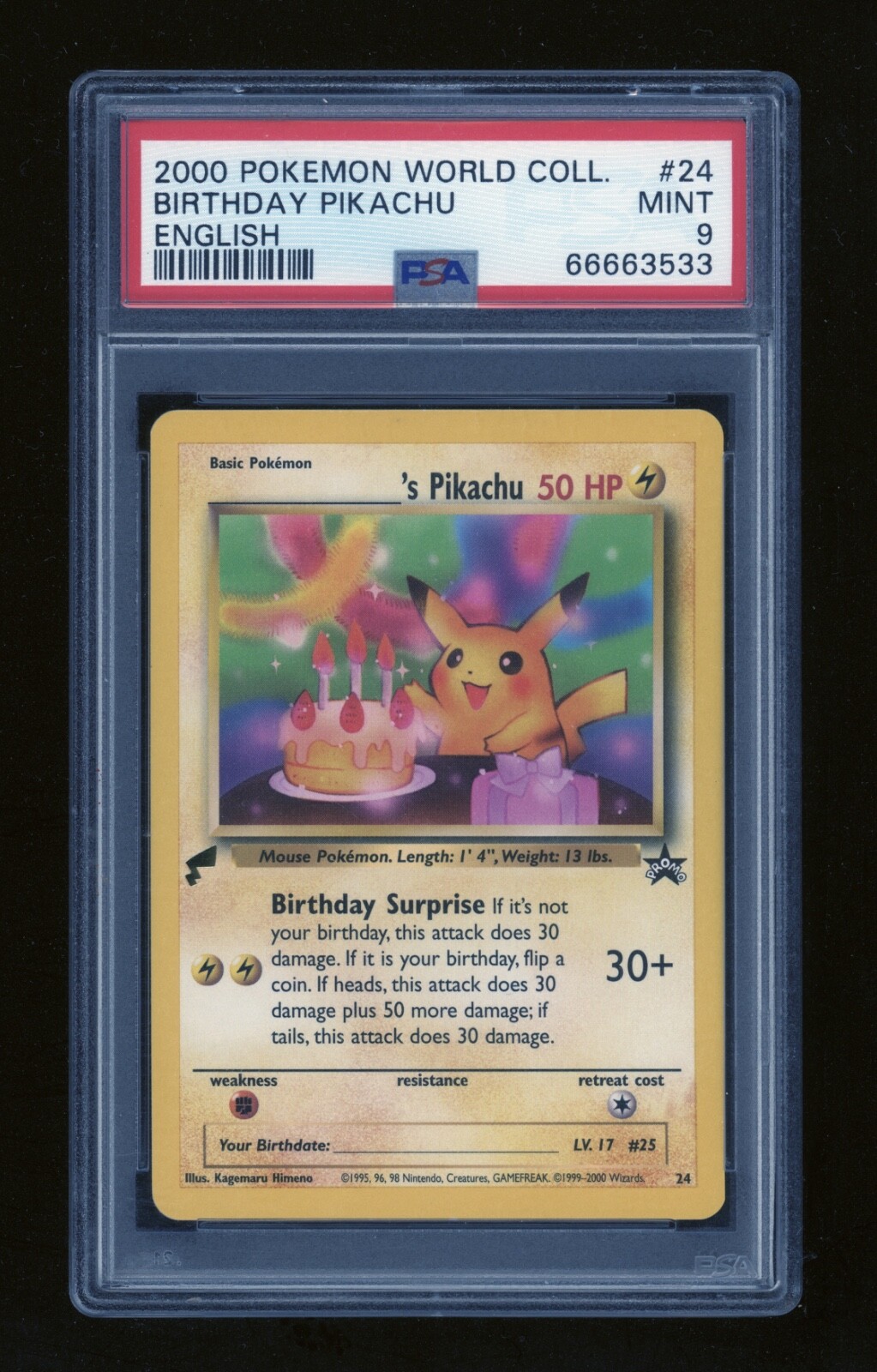 POKEMON World Collection BIRTHDAY PIKACHU 24 Black Star
