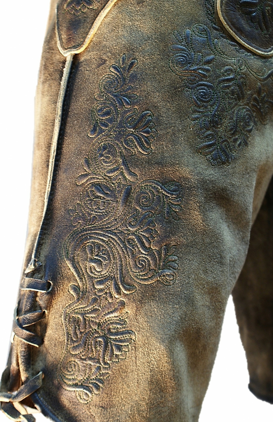 MADDOX GR.44-66 TRACHTENLEDERHOSE PLATTLERHOSE LEDERHOSE HIRSCHLEDER-OPTIK SPECKIG KURZ