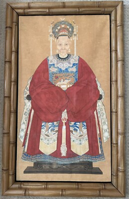 19th C. Original Ancestor Portrait Painting Cinese Art Empress Dowager Cixi