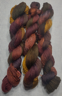 3 Skeins Handpainted Superwash Wool Sport Yarn Knit Weave USA NWT Eastwick