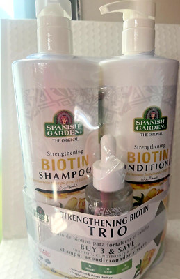 SPANISH GARDEN STRENGTHENING BIOTIN TRIO SHAMPOO,CONDITIONER 32 FLOZ ,SERUM 4FL